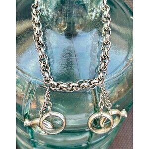 Vintage Wedding Ring Bracelet, Bride & Groom Silver Tone